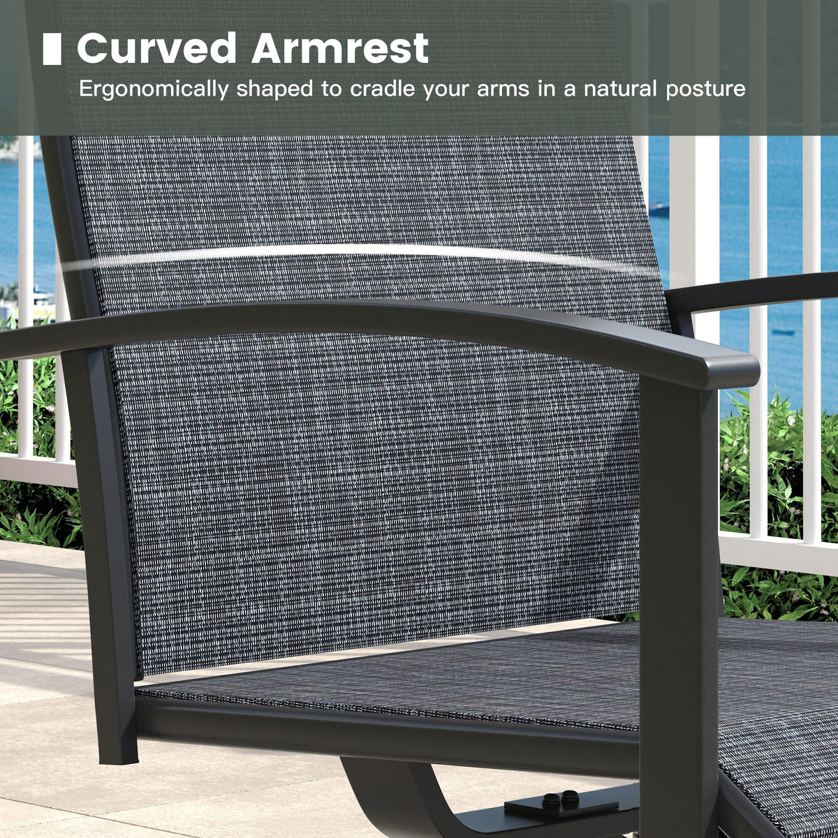 7 Pieces Patio Dining Set, Outdoor Furniture of 63" Rectangular Patio Table and Patio Swivel Chairs for Backyard Lawn Garden, Walnut Table and Black Chairs