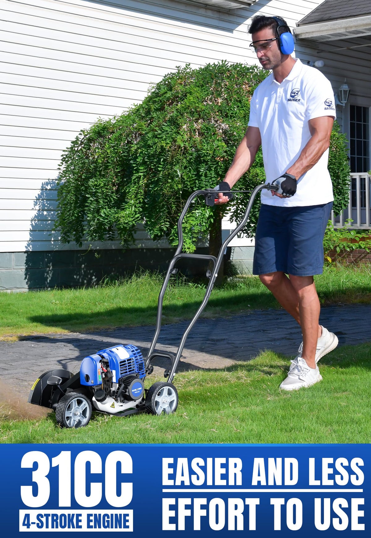 Wild Badger Power 31cc 4-Cycle Gas Walk-Behind Lawn Edger, 9.5-in Blade