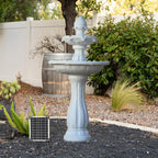 XBrand 44" 2-Tier Solar Water Fountain for Outdoors, Fiberglass Resin Garden Fountain with Solar Panel Pump, Auto Shut-Off, White, Patio, Yard & Garden Decor
