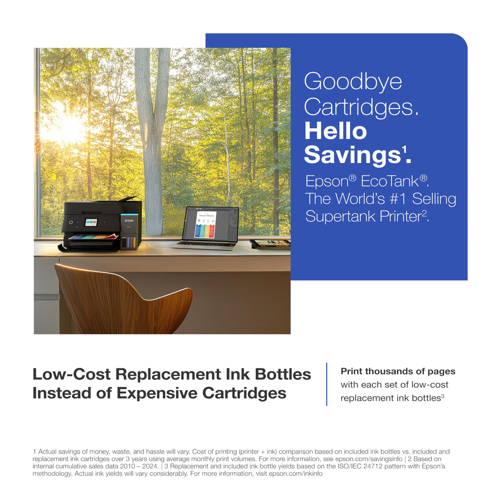 Epson EcoTank ET-4950 Wireless Duplex All-in-One Cartridge-Free Supertank Color Inkjet Printer, Fax, Black
